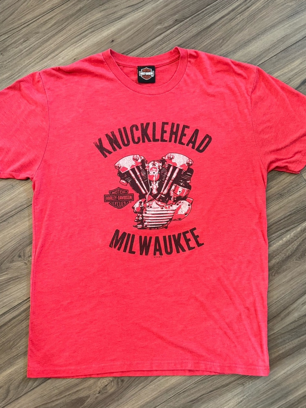 Harley-Davidson Knucklehead Milwaukee St. Charles MO Red Graphic T-Shirt